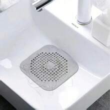 4/3/2/1件装硅胶毛发收集器排水盖，防堵塞PVC水槽过滤器，柔性淋浴和厨房过滤器，易于清洁，适用于浴室和厨房 - 方形地漏 - 查看 1