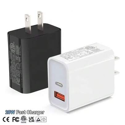1个USB-C充电器，20W PD快充头，Type-C+QC3.0双口墙充电源适配器，兼容 16/16 Pro/16 Pro Max/15/15 Pro/15 Plus/15 Pro Max/Pro/Air/Mini，Galaxy S23+/S23/S22/S21/S20 FE Ultra 5G，Note 20，Pixel 7/6 Pro/5/4/3/6a/5a/4a/3a XL，适用于旅行、办公、宿舍和家庭使用，多口快充