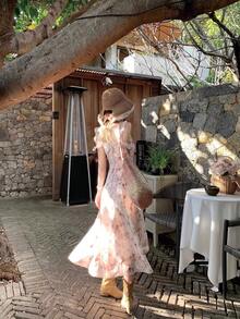 Women Long Dresses - Pink - View 2