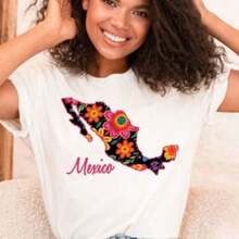 Playera mujer, Camiseta con mapa de México, Camiseta floral de México, Camisetas mexicanas, Camiseta de México con flores, Camiseta mexicana para mujer, Regalo mexicano, Camiseta mexicana para sentirse orgulloso, Casual diario - Blanco - Ver 4