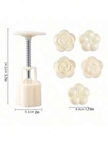 6件套花形烘焙模具套装，包含1个裱花袋和5个花形模具，蛋糕制作DIY烘焙工具，饼干模具，厨房烘焙配件，小型厨房工具，完美的烘焙用品 - 白色 - 查看 9
