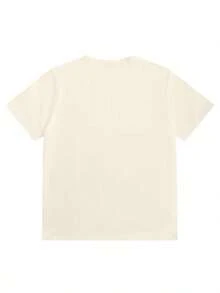 Top de manga corta sencillo, informal y bonito con estampado para niños, ideal para el verano. - Albaricoque - Ver 2