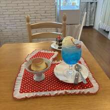 1/2/4入韓式紅波點&白色蕾絲隔熱杯墊，咖啡拍照道具，適用於情人節、婚禮、日常使用 - 彩色 - 查看 1