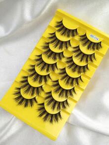 7 Cặp mi giả tổng hợp lông chồn, dạng dải 3D nhiều lớp, mềm mại, ấn tượng, dài 10-18mm, phù hợp cho người mới bắt đầu, có thể tái sử dụng, màu đen nổi bật và quyến rũ, thích hợp sử dụng hàng ngày và trong các dịp lễ hội. - màu đen - Xem 4