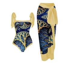 Women's One-Piece Swimsuit, Sexy Bikini With Long Lace-Up Skirt, Three-Piece Set. - 孔雀藍 - 查看 12