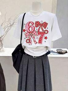 Camiseta gráfica para mujer amante de la música y la guitarra, de manga corta, estilo casual de verano, de algodón suave, con estampado de letras, estilo vintage, ropa de calle, transpirable y cómoda. - Blanco - Ver 1