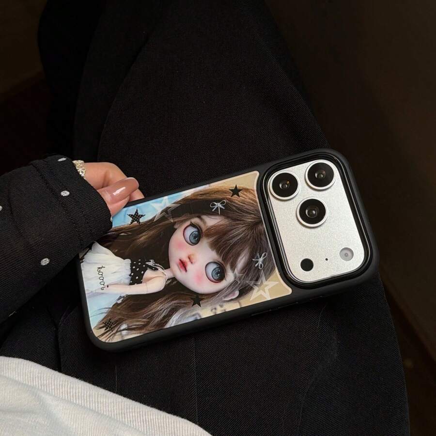 歐美甜酷女孩必備大眼星星絨毛娃娃手機殼，適用於 Apple 17 Pro Max、16 Pro Max、15 Pro、14、13，可愛時尚少女心保護殼，男女通用