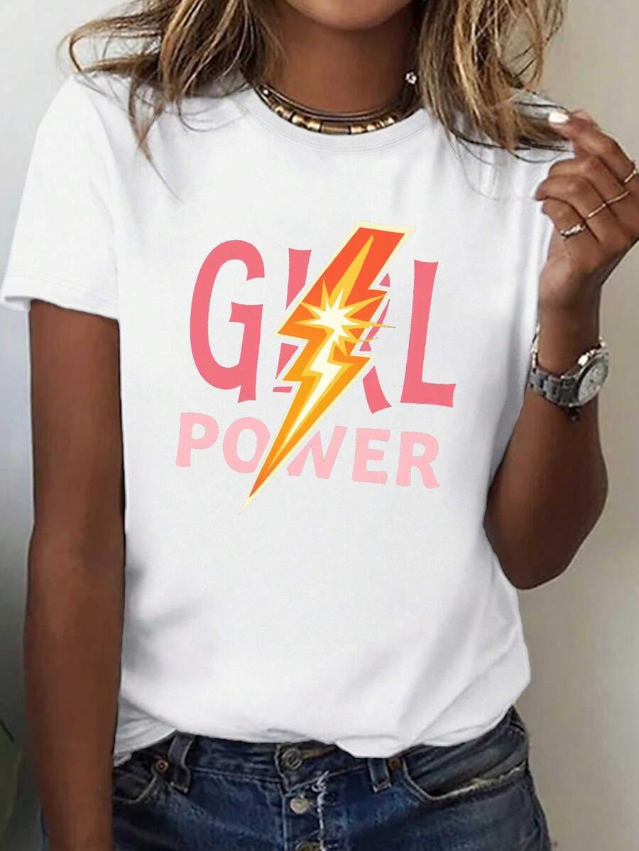 Camiseta cómoda de algodón puro para mujer Lightning Declaration - Blanco - Ver 1