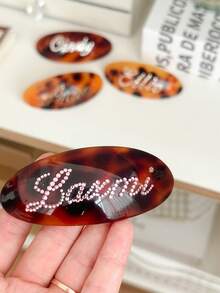 Custom Name Rhinestone Spring Hair Clip, Tortoiseshell Acrylic Barrette, Personalized Bling Letter Hairpin, Elegant Spring Clip For Women Girls - Multicolor - View 10