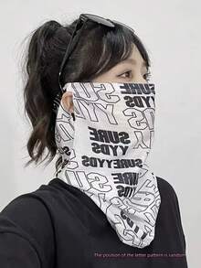 1件夏季字母印花冰絲防曬面罩，透氣柔軟UV防護面紗，耳掛式頸巾，適用戶外活動、電動滑板車、摩托車、海灘、開學禮物{字母圖案因裁剪而有所不同}男士防曬面罩 - A - 查看 8