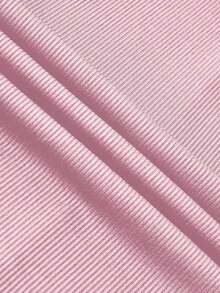 Set de 2 piezas: Top con bajo asimétrico y pantalones de unicolor - Rosa - Ver 7