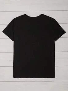Vintage Women's Clothing, Women's Short Sleeve Leopard Print Sports T-Shirt, Women's Basic T-Shirt Top - 黑色 - 查看 2
