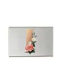 Red Flowers And Gold Letters A-Z Initial Pattern Slim Card Case Minimalist Aluminium Metal Wallet RFID Privacy Protection Credit Card Holder ID Business Card Pouch Portable Card Organizer Thin Metal Purse Multifunctional Card Storage Box For Daily Commute - Multicolor - View 19