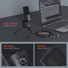 USB Microphone, Metal Condenser Recording Microphone For Windows, Cardioid Laptop Mic For Recording Vocals, Voice Overs, Streaming, Meeting, Videos-FIFINE K669B - View 8