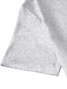 Talla Grande, Estampado de Luna Celestial y Estrellas, Camiseta Casual de Manga Corta con Cuello Redondo para Mujer de Talla Grande - Gris Claro - Ver 3