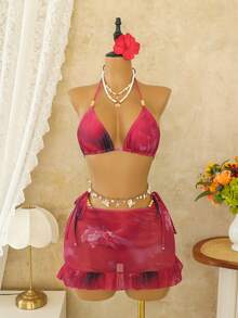 Nuevo Traje de Baño Sexy para Mujer 2026, Bikini de Dos Piezas, Bikini Bohemio, Traje de Baño de Tres Piezas - z26029 Bronce - Ver 8