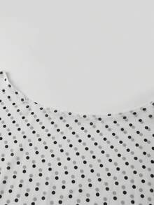 Women's Off Shoulder Chiffon Poncho Tops Dot Print Sheer Asymmetrical Blouse for Summer Party - Blanco - Ver 7