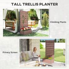 34 X 69.5cm Garden Planter Box, With Back Trellis, Brown - A - View 5