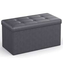 Banco Almacenamiento Plegable 110L, Otomana Plegable, Impermeable, Carga de 300 kg, 76 x 38 x 38 cm, Puf Organizador Multifuncional para Sala, Dormitorio o Entrada - Gris - Ver 7