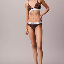 Calvin Klein Icon Cotton Modal Bikini QF8520  Thongs For Women Underwear - Climbing Logo Pin Strip/Coffee Brown - View 4