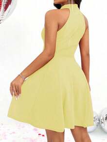Vestido sin mangas con cuello halter para ropa de Año Nuevo - Amarillo claro - Ver 2