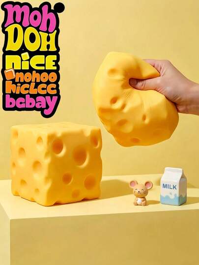 1pc New Needohe Squeeze Cheese - Extra Large Soft Squishy Cheese Blocks | Gag Gift, Adult Novelty Toys | 4.25" Giant Stress Ball | Adult Sensory Fidget Toys - Sunshine Entertainment