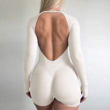 Women's All-In-One Sports Jumpsuit: Backless, Butt-Lifting And Ultra-Stretch - Silver - View 10