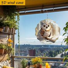 1件 3D「貓頭鷹棲息在瀑布背景」10" X 10" 旋轉掛鉤，360° DIY創意風鈴裝飾 - 耐用金屬聖誕禮物裝飾（不含吊飾），隨機款式 - A - 查看 7