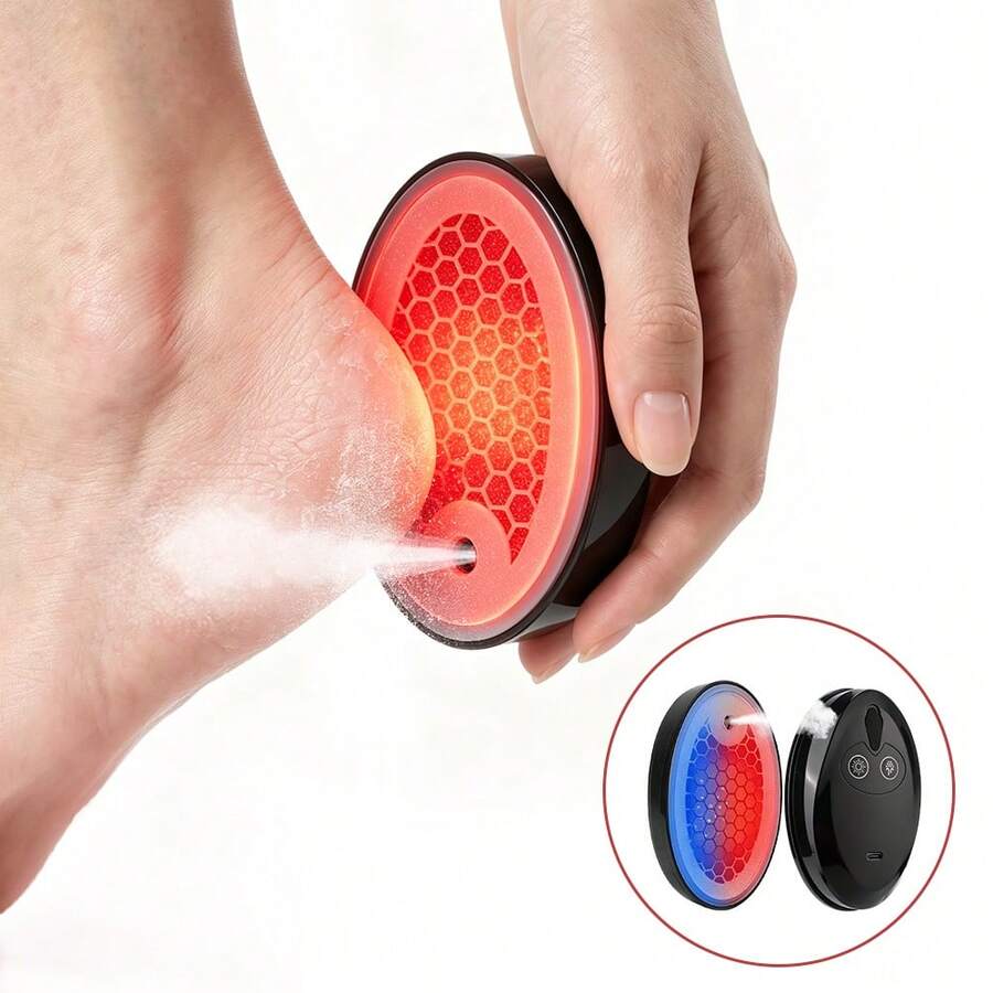 Hailicare 电动磨脚器,可充电喷雾修脚工具,带红蓝光,去除死皮和老茧,呵护双足 - 黑色 - 查看 1