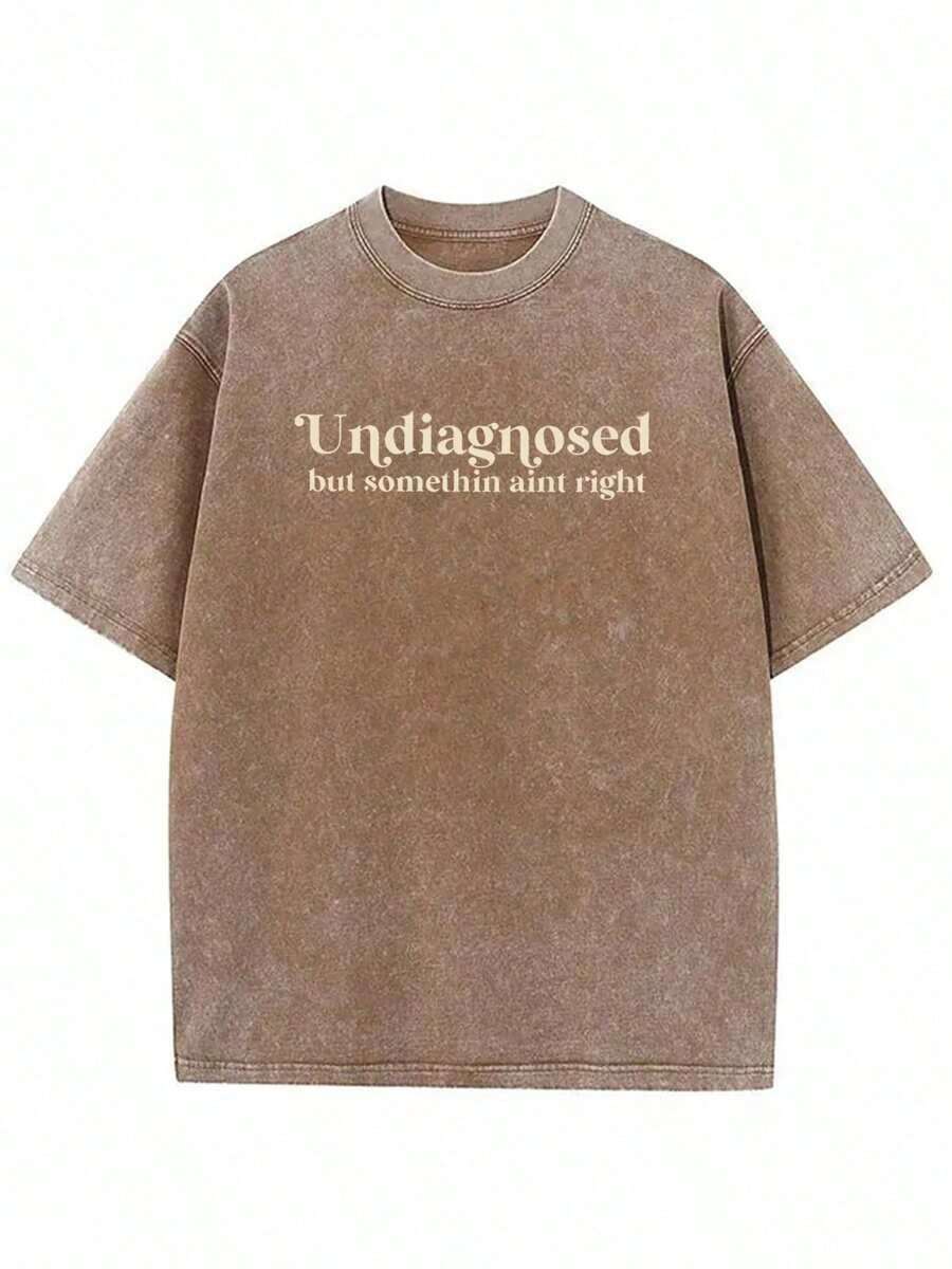 Men's&Women's 1 Piece, 230g Washed, Undiagnosed But Somewhat Mismatched Printed T-Shirt, High-Quality Wax Printed Cotton Retro Fashion Brand T-Shirt, Suitable For Summer T-Shirt With A Certain Thickness, Holiday Gift - 棕色 - 查看 1