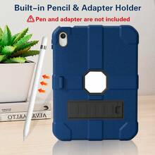 1 chiếc ốp lưng chính hãng tương thích với iPad thế hệ thứ 10 năm 2022 (10.9 inch) (A16) và iPad 11 inch thế hệ thứ 11 năm 2025 (A16 2025). Ốp bảo vệ chắc chắn, bền bỉ cho iPad 10.9" và 11" với chân đế tích hợp, tương thích với máy tính bảng iPad thế hệ thứ 10/11 (10.9/11 inch). - Xanh lam mờ + đen - Xem 8