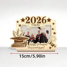 1/2 件装，2026 毕业季木质相框，带毕业帽，创意毕业纪念相框桌面装饰 - A - 查看 1