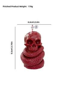Gothic Style Dark Red Skull & Snake Coiled Scented Candle - 3D Embossed Vintage Decor, Halloween Party Atmosphere Enhancer, Dark Aesthetic High-End Gift - Halloween - Scented Candles - View 8