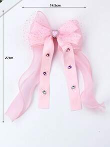 1 chiếc kẹp tóc nơ hình trái tim đính sequin giả pha lê dễ thương và thời trang cho bé gái, thích hợp để đeo hàng ngày, làm quà tặng, trong các dịp lễ hội. - Hồng - Xem 6