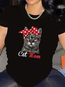 NewSummerCasualCamiseta de mujer con temática de gatos de Boutique Clothing, de manga corta y tela de poliéster, estampada con lindos diseños de gatos y un pañuelo rojo, ligera y duradera, una excelente opción para uso casual en casa o en cafeterías - Camiseta unisex de algodón, manga corta, cuello redondo, estilo vintage urbano. Camiseta unisex de algodón holgada de manga corta y cuello redondo estilo vintage urbano - Negro - Ver 6