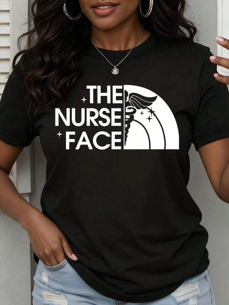 The Nurse Face T Shirt For Nurses Medical Profession Gift Black Tee Women Casual Wear Healthcare Worker Apparelplayeras de mujer - Negro - Ver 1