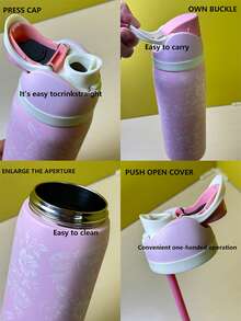 0waIaa Lace Pink Aquarius Stainless Steel Bottle, With A Capacity Of 32 Oz (945 Ml), Can Retain Heat For Up To 24 H. It Can Keep Both Hot And Cold Beverages Warm, Suitable For Brewing Coffee And Making Iced Drinks. The Design Is Exquisite And It Is Suitable For Use In Various Occasions Valentine's Day. - 粉色 - 查看 6