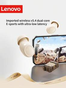 Lenovo Wireless Bluetooth 5.4 Earbuds, Mini Invisible Noise Cancelling Earphones With ENC Microphone, LED Display Charging Case And Deep Bass, Compatible With IPhone And Android Phones - View 9