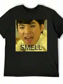 Una camiseta de manga corta para mujer, moderna, a la moda, retro, holgada, suave y cómoda, adecuada para actividades al aire libre en primavera y verano; una camiseta holgada de estilo coreano para hombre, con un llamativo estampado SMELL y una impresión grande - camiseta retro de manga corta con cuello redondo, camisa casual holgada, adecuada para usar durante todo el año, lavable a máquina, un regalo para los fans del K-pop. blusas para mujer,blusas casuales para dama,tops,, mujer premium,y2k,playeras de mujer curvy,ofertas y liquidaciones ropa mujer,playeras deportivas para mujer,,playeras de hombre, mujer,blusas>elegante MKVE - Negro - Ver 8