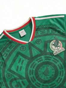 2026 Playera de selección mexicana para mujer,playeras de mujer,verde, detalles de la bandera, tejido ligero, ideal para ver partidos,atuendos de pareja - Negro - Ver 3