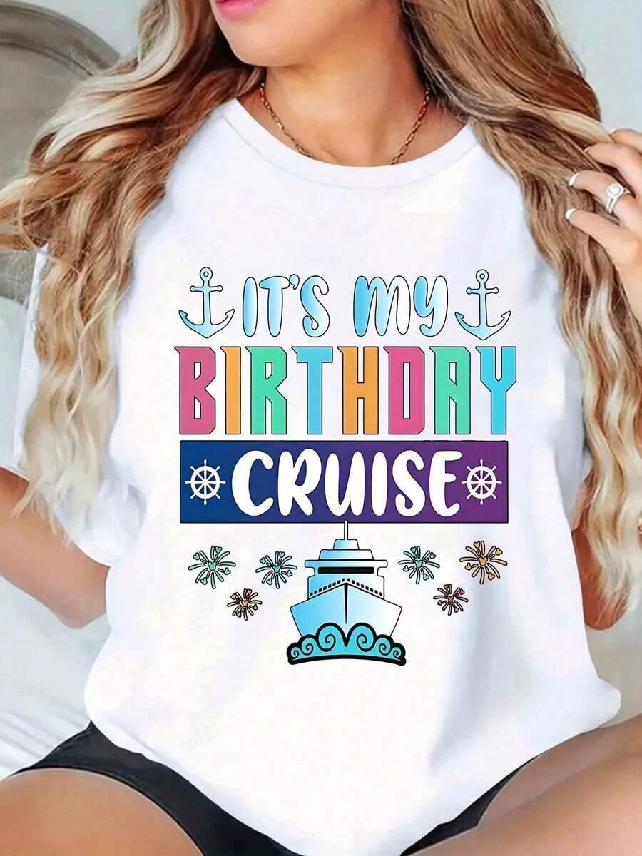 Camiseta de manga corta elegante e informal para mujer, camiseta para cruceros familiares, camisetas para cruceros familiares, camisetas a juego para vacaciones en familia, conjuntos a juego para la familia. - Blanco - Ver 1