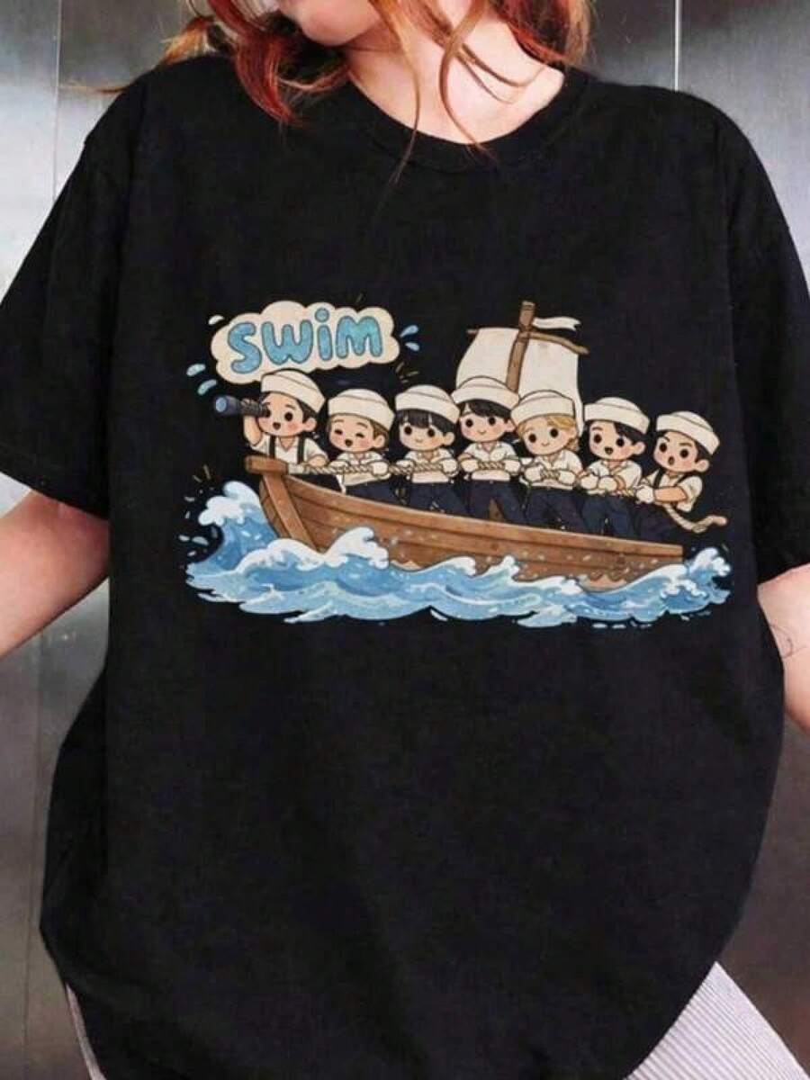 Camisa y Camiseta Casual Elegante para Mujer - 1 UnidadConjunto de camisetas Arirang, adecuado para personal militar, regalo hecho por fans para conciertos de gira mundial, corte holgado estilo .Camisetas Casuales para Mujer: Una colección que incluye camisetas casuales, tops y camisetas ideales para el uso diario.Confeccionadas con tejidos ligeros y transpirables, estas prendas presentan una estética de inspiración vintage, lo que las convierte en una excelente opción tanto para la vida universitaria como para conjuntos cotidianos.Los diseños son encantadores y bonitos, con un corte cómodo y favorecedor.Gracias a su estilo clásico, tejidos suaves al tacto y sensación agradable para la piel, estas prendas poseen un distintivo aire de inspiración mexicana. - Negro - Ver 1