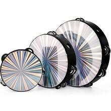 Radiant Handheld Tambourine With Double Row Jingles – 6"/8"/10" Reflective Church Percussion Instrument For Adults, KTV Party & Worship, Orff Music Gift (1pc) - Multicolor - View 6