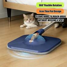 Microfiber Spin Mop Bucket Cleaning System With Wringer, 52''Long Handle & 4 Flat Mop Pads Replacement, Lazy Home Essentials For Wet Dust Hardwood Wood Wall Floor Household Cleaner Tools Set - A - Xem 7