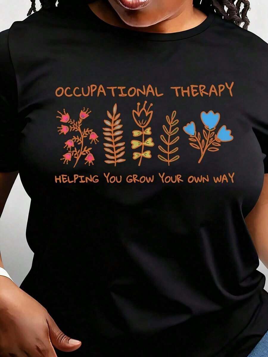 Camiseta de Terapia Ocupacional Linda, Camiseta de OT, Suéter de Educación Especial, Regalo Bonito para Terapeutas, Camisetas de Terapia Estética, Camiseta para Maestros de Educación Especial. - Negro - Ver 1