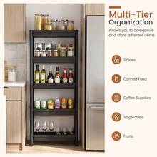 GOFLAME Space-Saving 5-Tier Utility Organizer Slim Rolling Storage Cart Plastic Storage Trolley For Bathroom Kitchen - Black - View 8