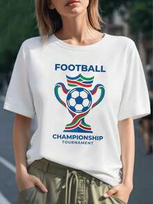 Símbolo de trofeo colorido que representa la pasión y la unión en el campeonato de fútbol camiseta de mujer 100% algodón cómoda y moderna para aficionados del deporte - Negro - Ver 6