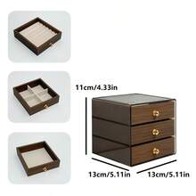 1pc High-End, Exquisite Jewelry Storage Box With Multi-Layered Wood Grain, Suitable For Storing Rings, Studs, Earrings, And Other Jewelry. Available In Three Or Five Layers. - Five Floors - View 6