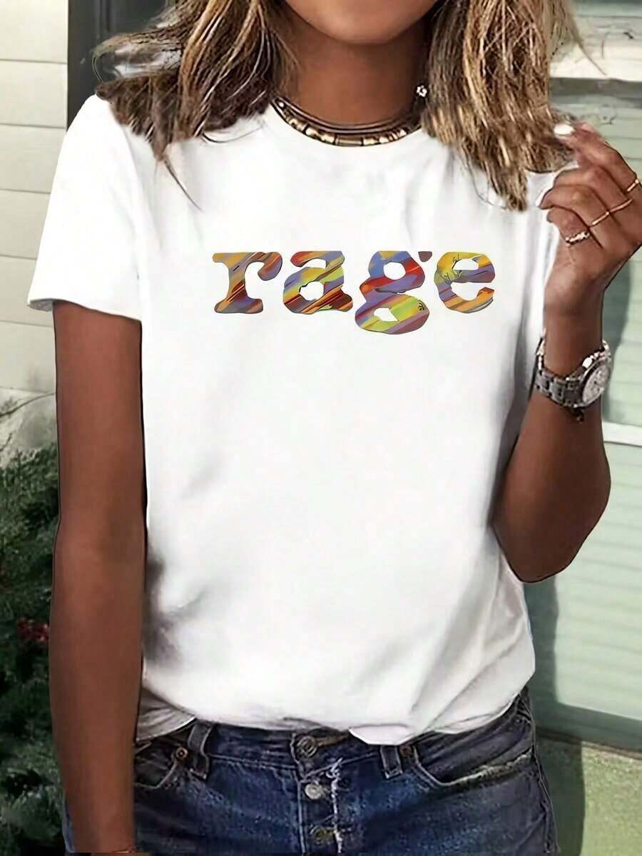 Women's Classic Casual T-Shirt With Vintage "My Birthday" Print And Balloon, Short Sleeve Crew Neck T-Shirt, Comfortable, Suitable For Daily Wear, Vacation And Summer Clothes. - 白色 16 - 查看 1