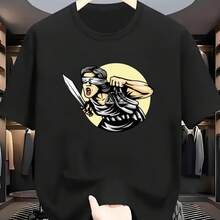 Printed T-Shirt For Men And Women - Black - View 1